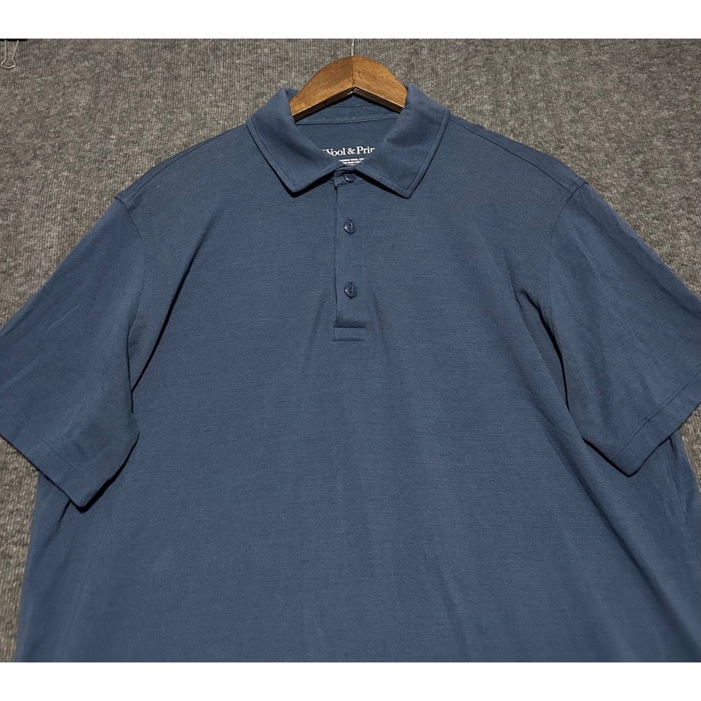 Wool & prince polo shirt mens blue size XL merino wool nylon blend preppy